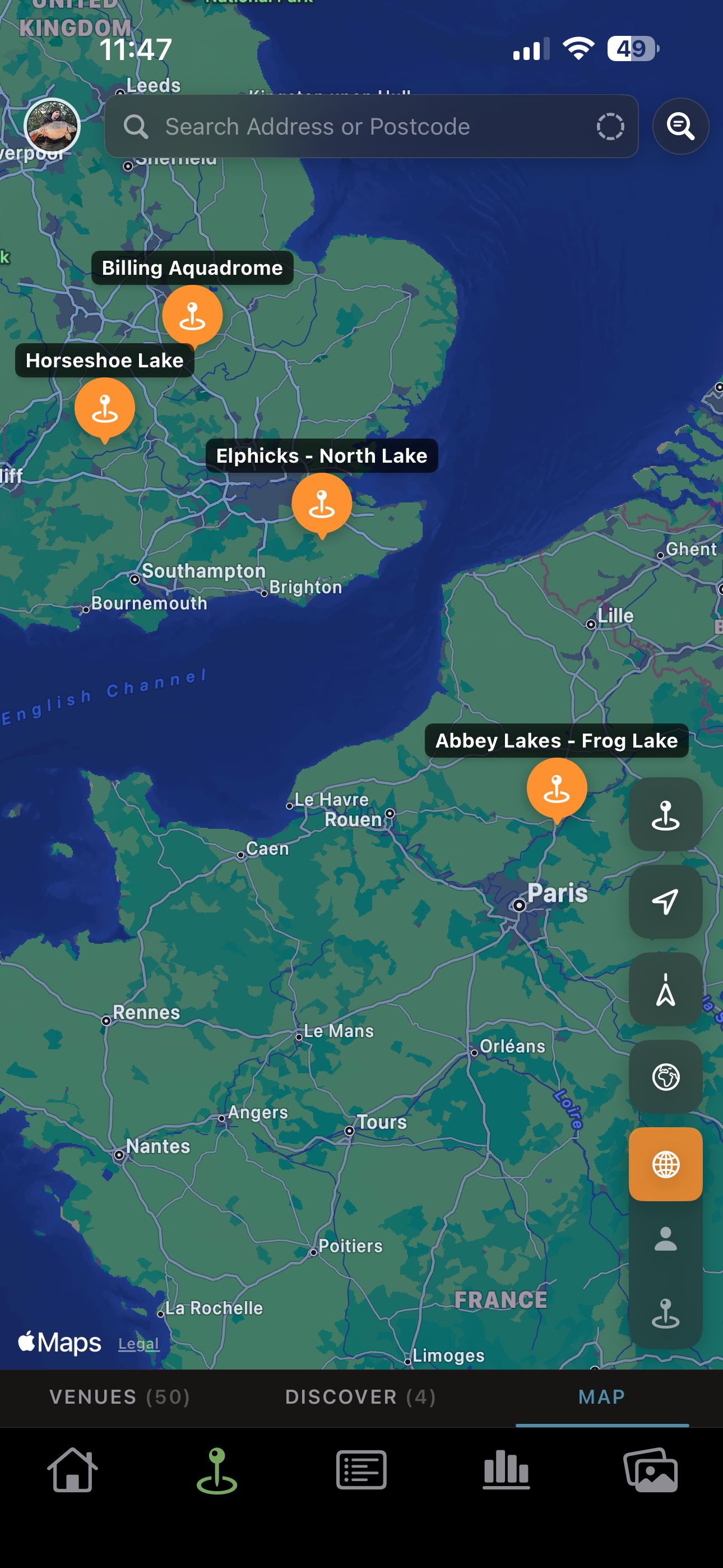 Map view of all your venues